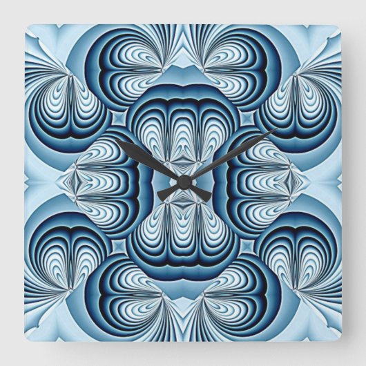 Blauwe Abstracte spiegels Vierkante Klok (Voorkant)