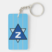 Blauwe Abstracte Ster Monogram Sleutelhanger (achterkant)