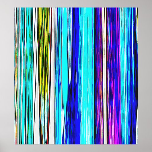 Blauwe Abstracte strepen 606 Poster (Voorkant)