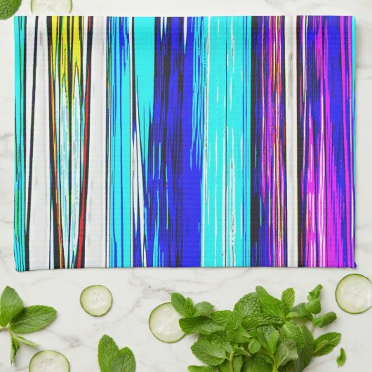 Blauwe Abstracte strepen 606 Theedoek (Gevouwen)