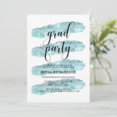 Blauwe Abstracte strepen | afstudeerfeest Kaart (Staand voorkant)