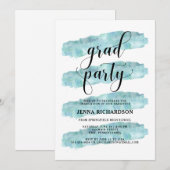 Blauwe Abstracte strepen | afstudeerfeest Kaart (Voorkant / Achterkant)
