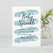 Blauwe Abstracte strepen | Waterverf Baby-strooi Kaart (Staand voorkant)