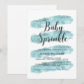 Blauwe Abstracte strepen | Waterverf Baby-strooi Kaart (Voorkant / Achterkant)