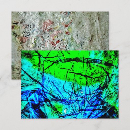 Blauwe abstracte uitnodiging, Gerecyclede kunststo Kaart (Voorkant / Achterkant)