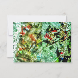 Blauwe abstracte uitnodiging, Gerecyclede kunststo Kaart