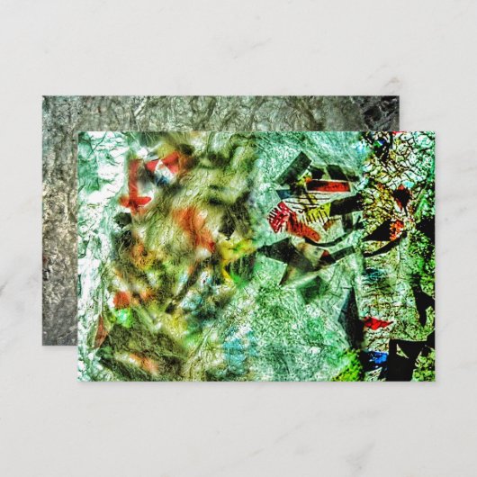 Blauwe abstracte uitnodiging, Gerecyclede kunststo Kaart (Voorkant / Achterkant)