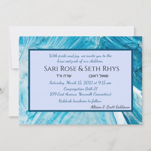 Blauwe Abstracte uitnodiging voor verf (Voorkant)