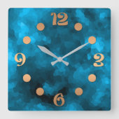 Blauwe abstracte veelhoekige achtergrond vierkante klok (Voorkant)