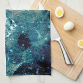 Blauwe abstracte verfgrunge digitale kunst theedoek (Quarter Fold)