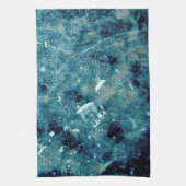 Blauwe abstracte verfgrunge digitale kunst theedoek (Verticaal)