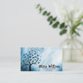 Blauwe Abstracte vlinderboom Visitekaartje (Staand voorkant)