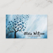 Blauwe Abstracte vlinderboom Visitekaartje (Voorkant)