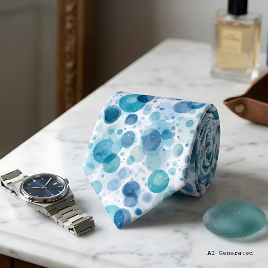 Blauwe Abstracte Vloeibare Zuurstof Cirkel Necktie Stropdas