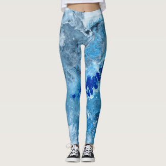 Blauwe abstracte vloeiende kunst #01 leggings
