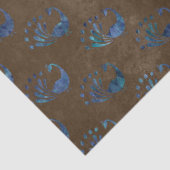 Blauwe Abstracte voetzoekers op bruine ontkoppelin Tissuepapier (Detail)