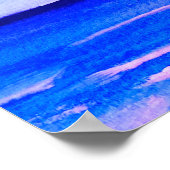 Blauwe abstracte vun Waterverf Art Waves Unieke Poster (Hoek)