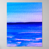 Blauwe abstracte vun Waterverf Art Waves Unieke Poster (Voorkant)