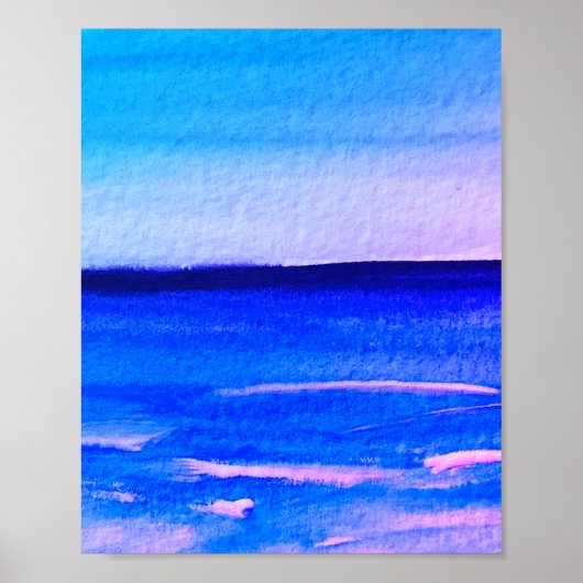 Blauwe abstracte vun Waterverf Art Waves Unieke Poster (Voorkant)