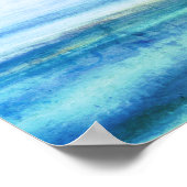 Blauwe abstracte vun Waterverf Art Waves Unieke Poster (Hoek)