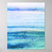 Blauwe abstracte vun Waterverf Art Waves Unieke Poster (Voorkant)