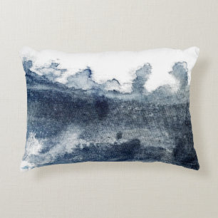 Blauwe abstracte waterverf accent kussen