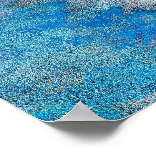 Blauwe abstracte Waterverf Art Waves Unieke Post Poster (Hoek)