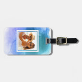 Blauwe Abstracte Waterverf | Jouw naam toevoegen Bagagelabel (Voorkant horizontaal)