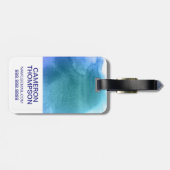 Blauwe Abstracte Waterverf | Jouw naam toevoegen Bagagelabel (Achterkant horizontaal)