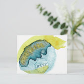 Blauwe Abstracte Waterverf Kunst Unieke Bruiloft R Briefkaart (Staand voorkant)