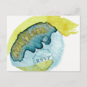 Blauwe Abstracte Waterverf Kunst Unieke Bruiloft R Briefkaart (Voorkant)