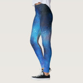 Blauwe abstracte waterverf leggings (Links)