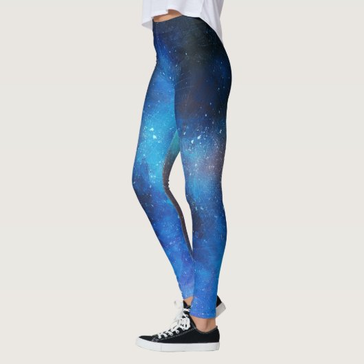 Blauwe abstracte waterverf leggings (Links)