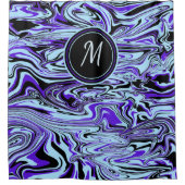 Blauwe Abstracte Waterverf monogram aangepast Douchegordijn (Voorkant)