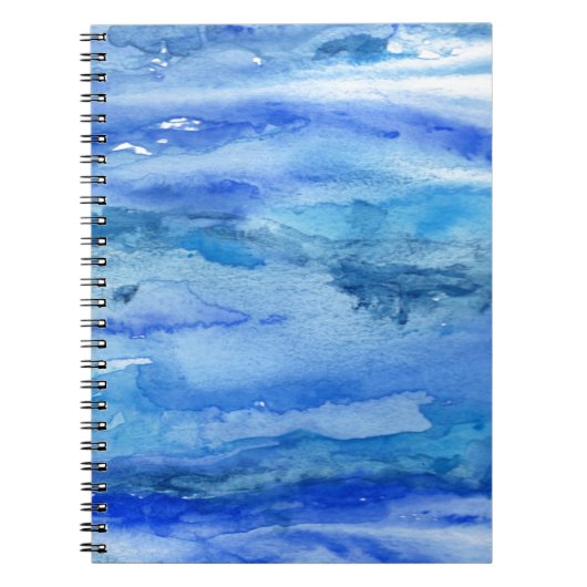 Blauwe Abstracte Waterverf Notitieboek (Voorkant)