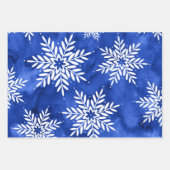 Blauwe Abstracte Waterverf Snowflakes Inpakpapier Vel (Voorkant 3)