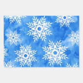 Blauwe Abstracte Waterverf Snowflakes Inpakpapier Vel (Voorkant 2)