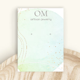 Blauwe Abstracte Waterverf Verouderde weergavehoud Visitekaartje