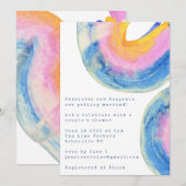 Blauwe Abstracte Waterverf Wervelende Couples Show Kaart (Voorkant / Achterkant)