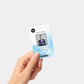 Blauwe Abstracte Wave Business Foto ID Badge (Handheld)