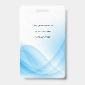 Blauwe Abstracte Wave Business Foto ID Badge (Achterkant)