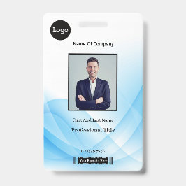 Blauwe Abstracte Wave Business Foto ID Badge