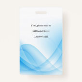 Blauwe Abstracte Wave Business Foto ID Badge (Achterkant)