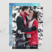 Blauwe Abstracte winter Modern Kerstmis Feestdagenkaart (Voorkant / Achterkant)