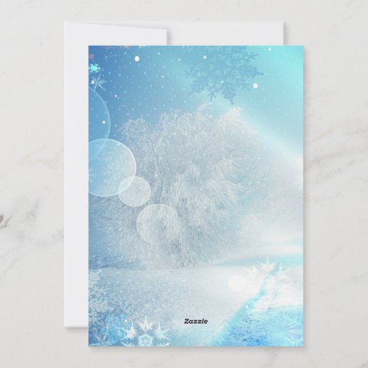 Blauwe Abstracte winter Modern Kerstmis Feestdagenkaart (Achterkant)