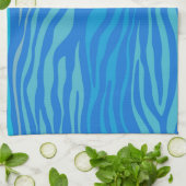 Blauwe Abstracte Zebra streep Theedoek (Gevouwen)