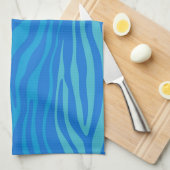 Blauwe Abstracte Zebra streep Theedoek (Quarter Fold)