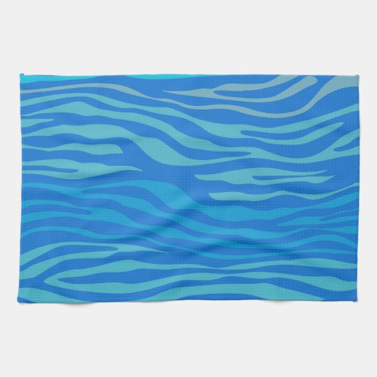 Blauwe Abstracte Zebra streep Theedoek (Horizontaal)