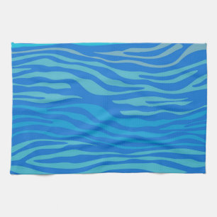 Blauwe Abstracte Zebra Stripe Theedoek