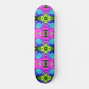 Blauwe Abstracte zonnebloem Skateboard